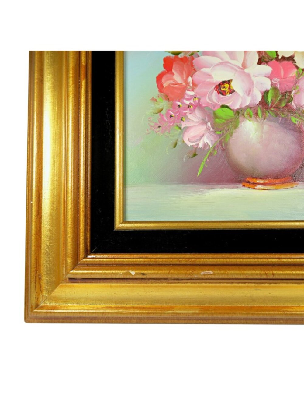 Robert Cox 14x15" Signed Oil Painting Pink Rose Bouquet Vintage Floral Art - Picture 3 of 10